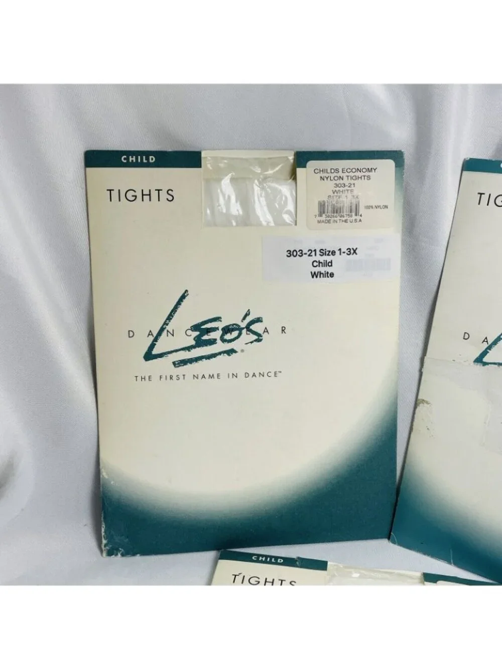 Leo’s Dance wear dance tights size 1-3x White Nylon little girl USA made 3 Packs